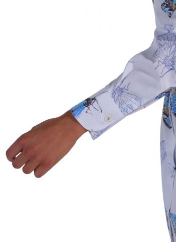 Camicia Floreale Collo Morbido Azzurra