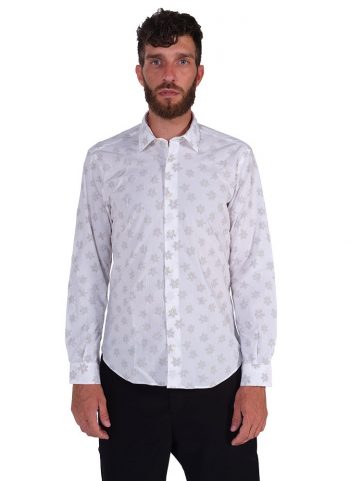 Floral Shirt. Soft Collar. White