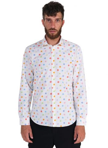 Camicia Fantasia Collo Morbido Bianco