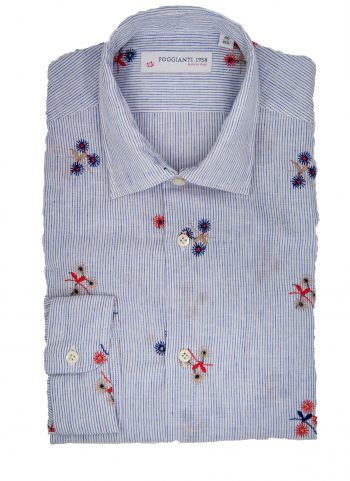 Camicia Fantasia  Collo Morbido azzurro