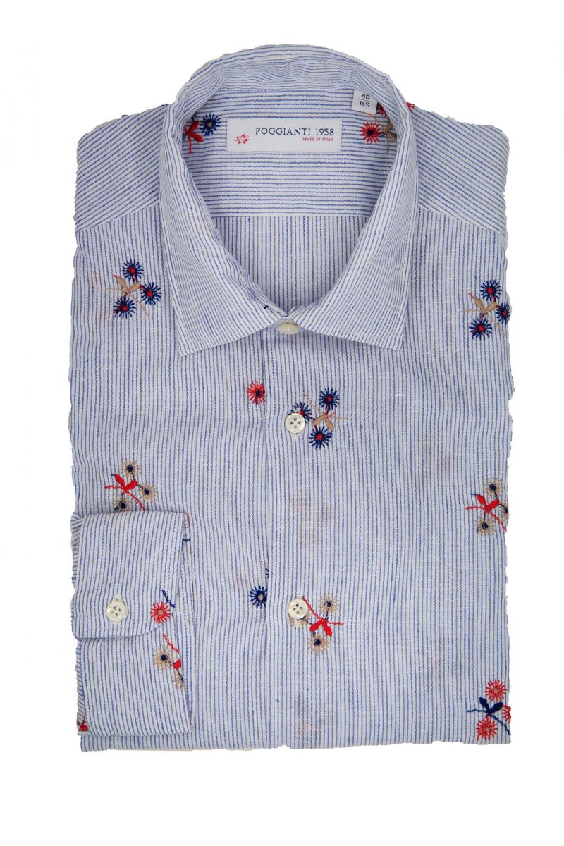 Camicia Fantasia  Collo Morbido azzurro