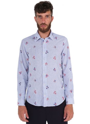 Camicia Fantasia  Collo Morbido azzurro