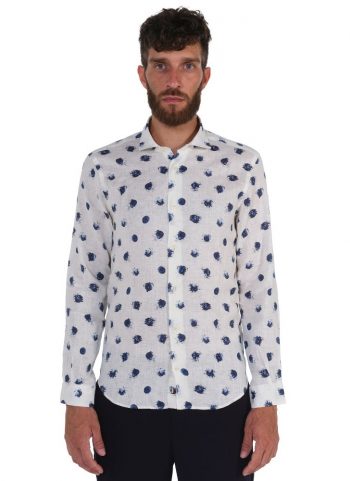 Camicia Fantasia  Collo Morbido Bianco