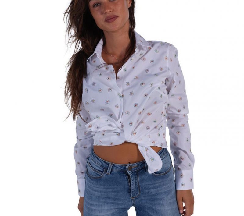 Floral shirt  Soft neck white