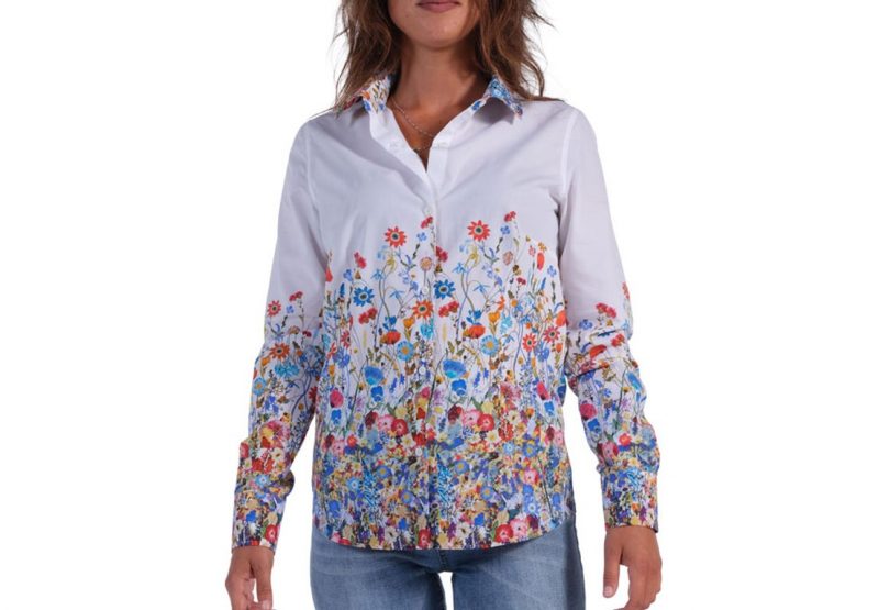 Floral shirt  Soft white neck