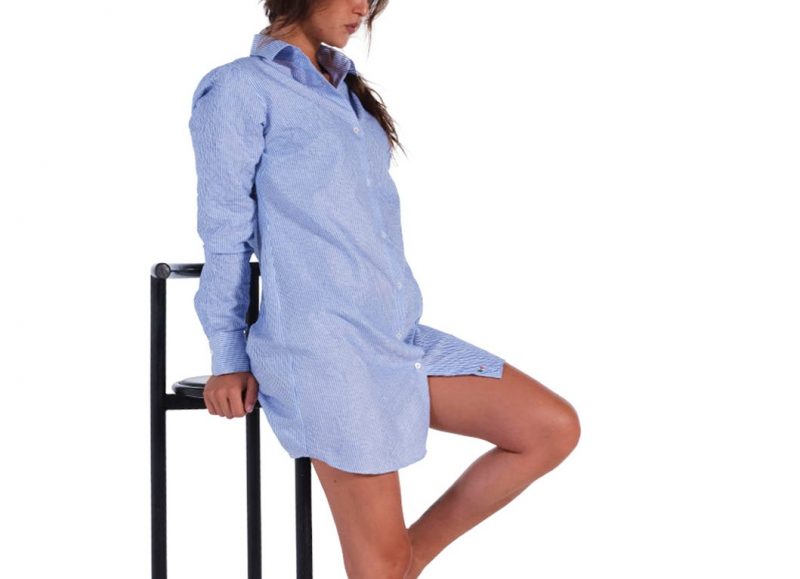 Camicia Riga Collo Morbido Azzurra