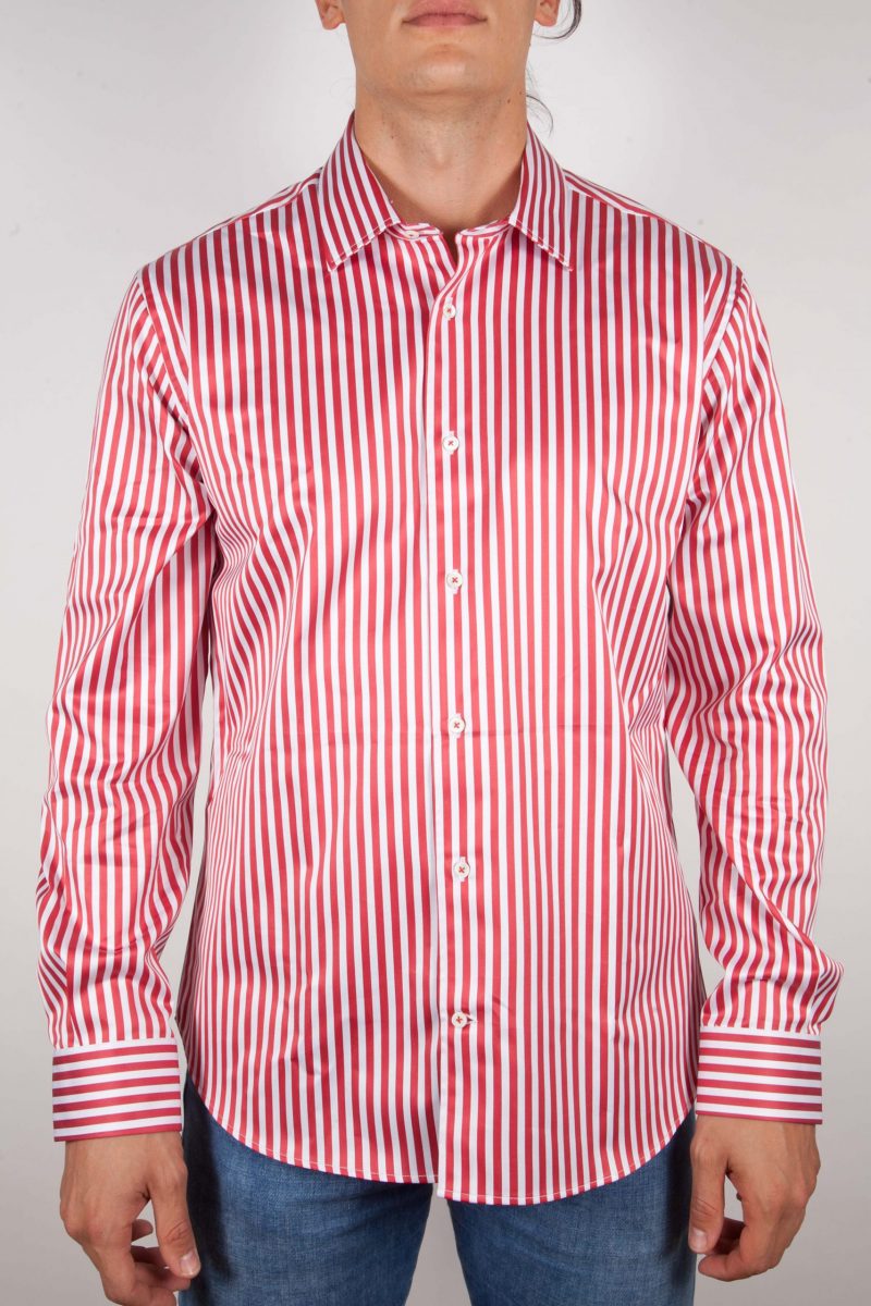 Shirt with blue and white lines