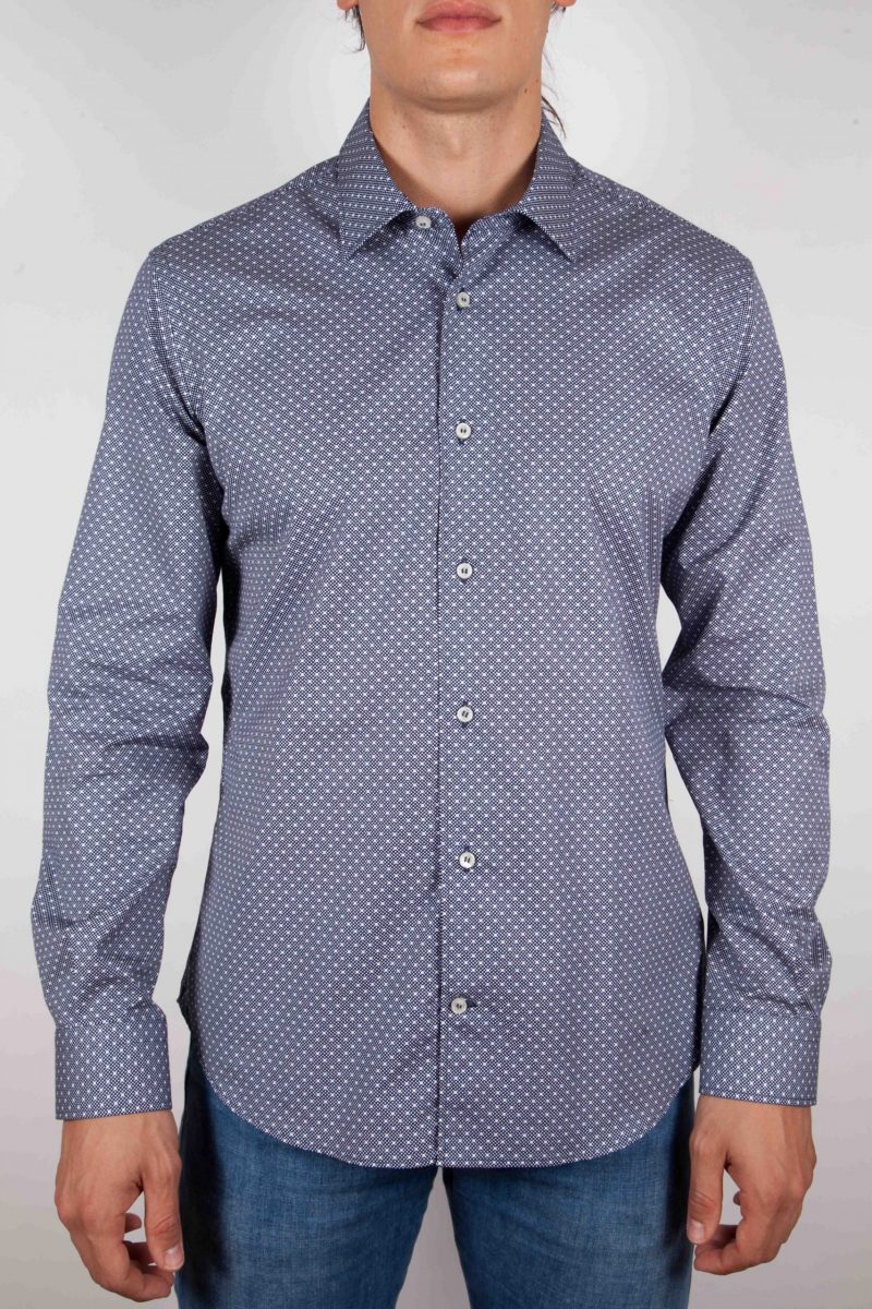 Blu fashion shirt, italian collar