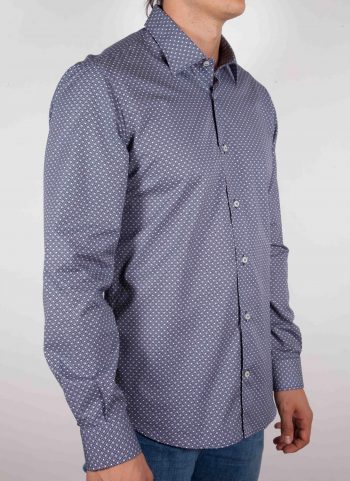 Blu fashion shirt, italian collar