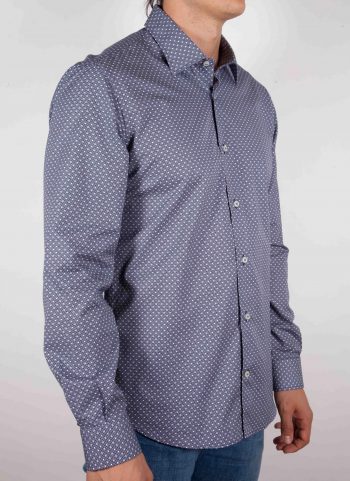 Camicia Fantasia Blu Collo Italiano C19-4