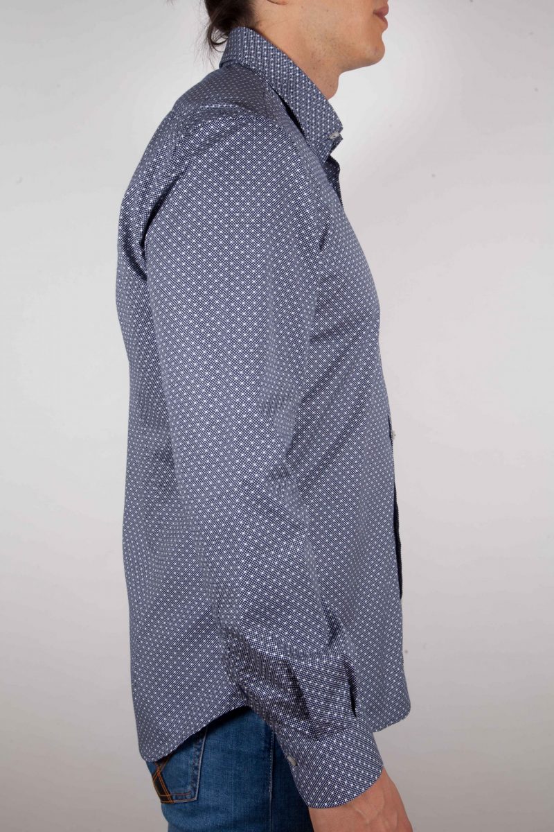 Camicia Fantasia Blu Collo Italiano C19-4