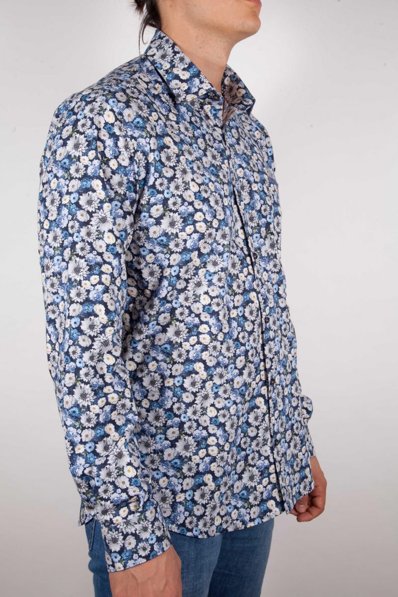 Camicia Fantasia Blu Collo Italiano