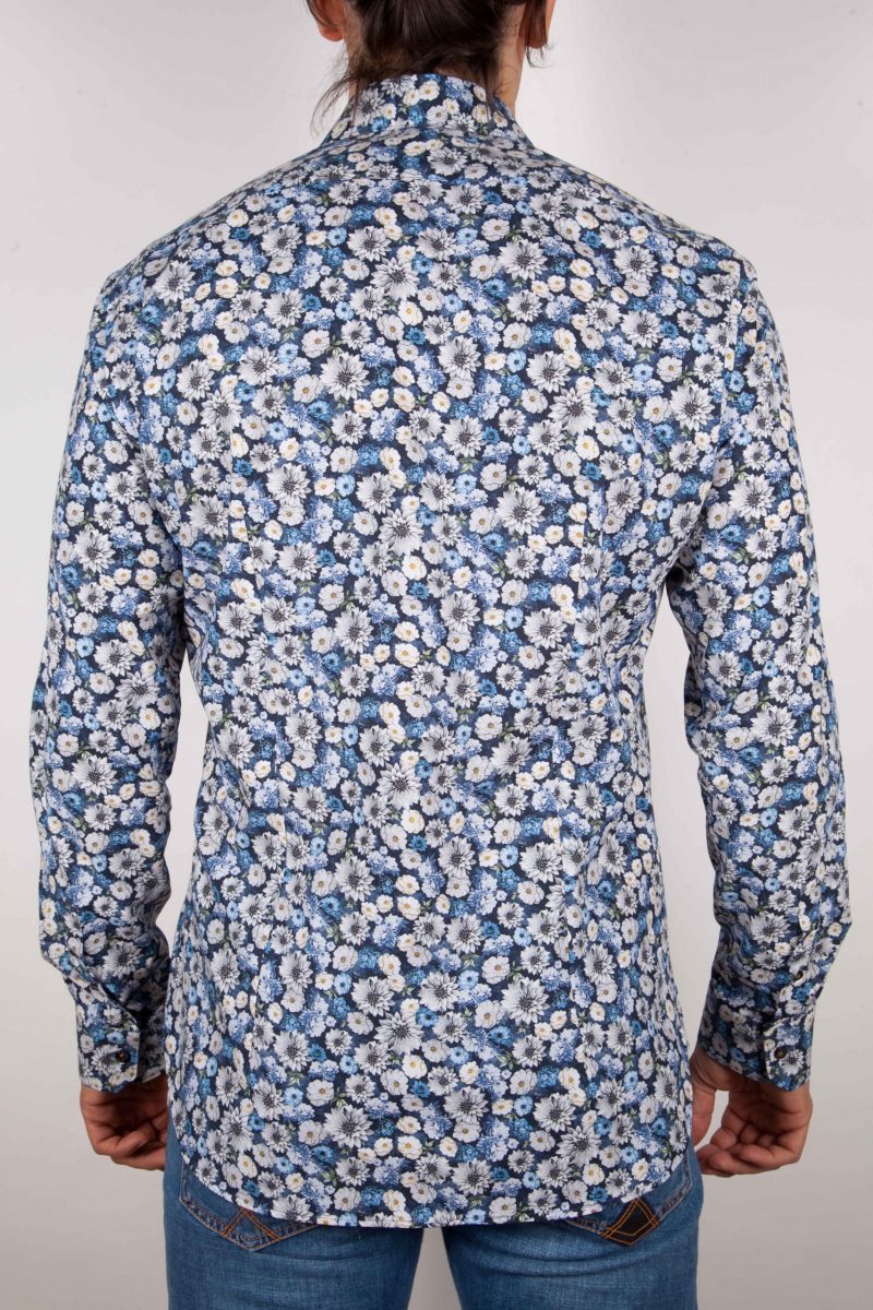 Camicia Fantasia Blu Collo Italiano