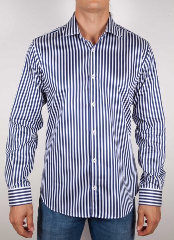 Shirt with blue and white lines