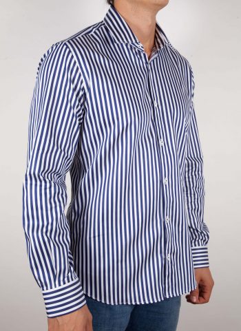 Shirt with blue and white lines