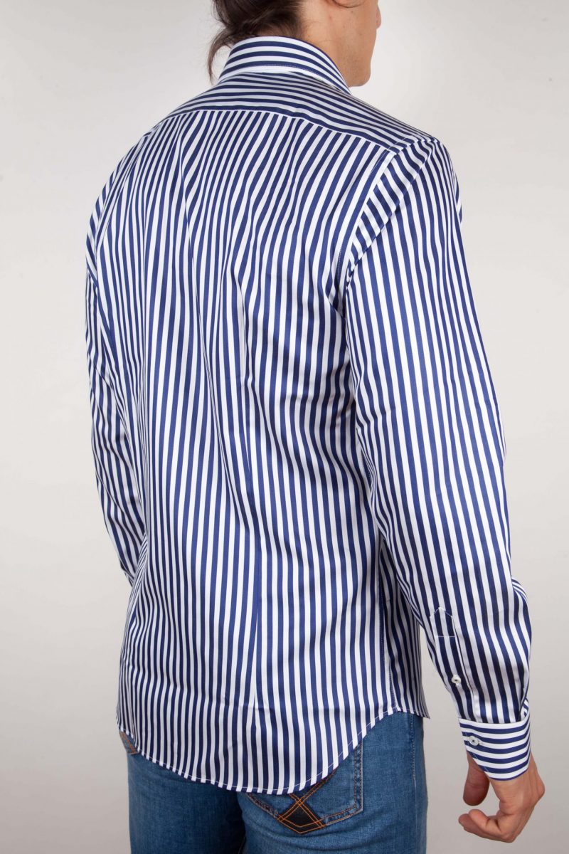 Shirt with blue and white lines