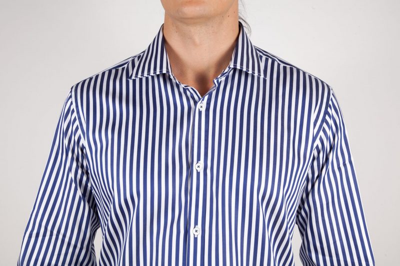 Shirt with blue and white lines