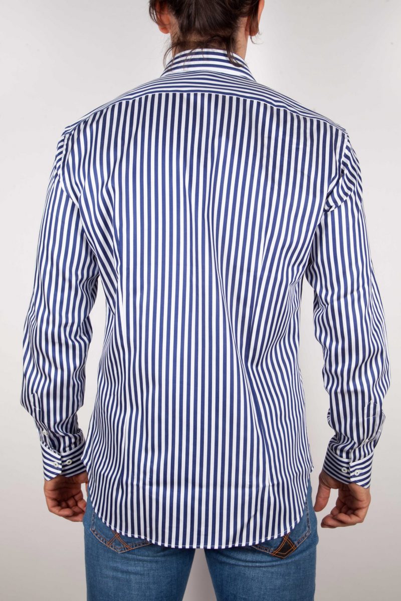 Shirt with blue and white lines