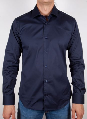 Blue shirt, italian collar