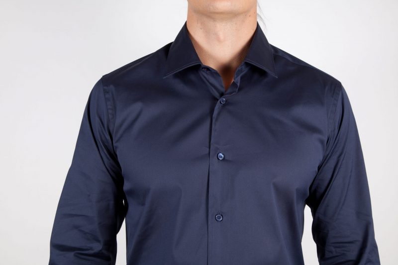 Blue shirt, italian collar
