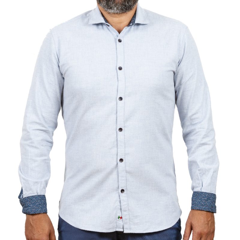 Camicia in flanella con contrasti fantasia