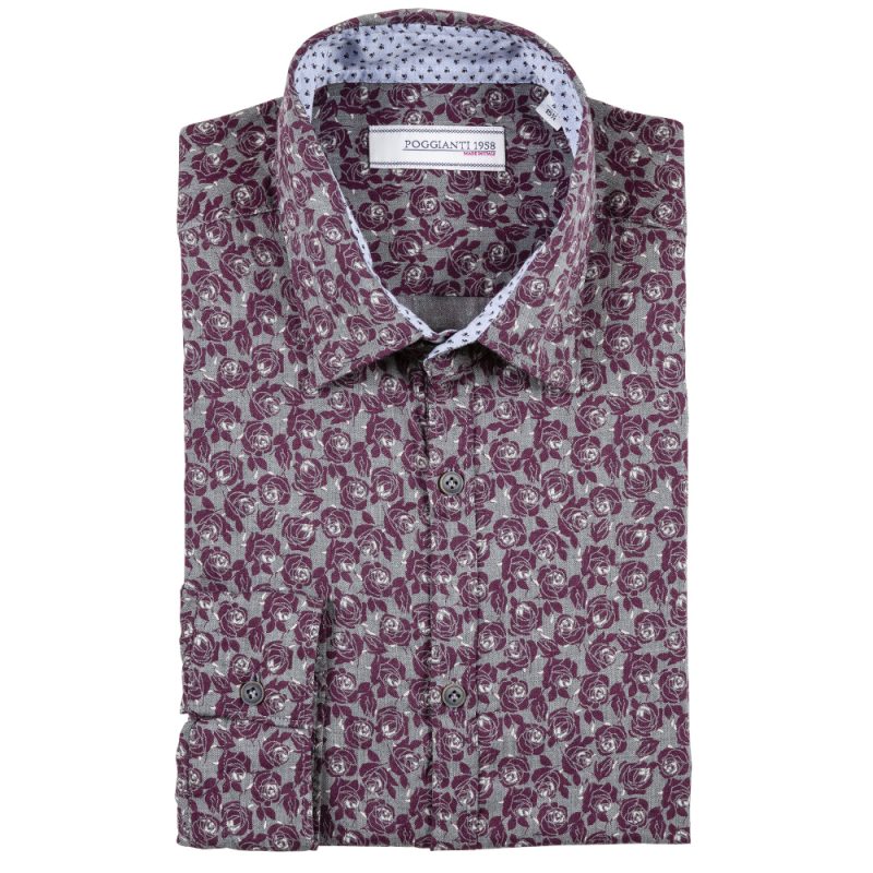 Camicia fantasia in flanella  collo italiano