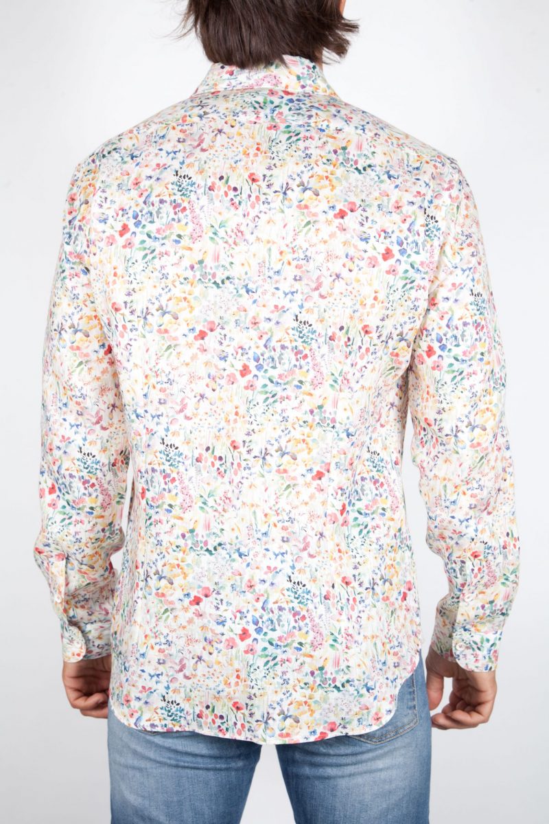 Patterned Linen Shirt French Collar