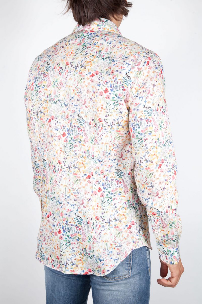 Patterned Linen Shirt French Collar