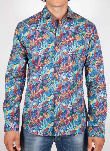 Patterned Shirt Italian Collar