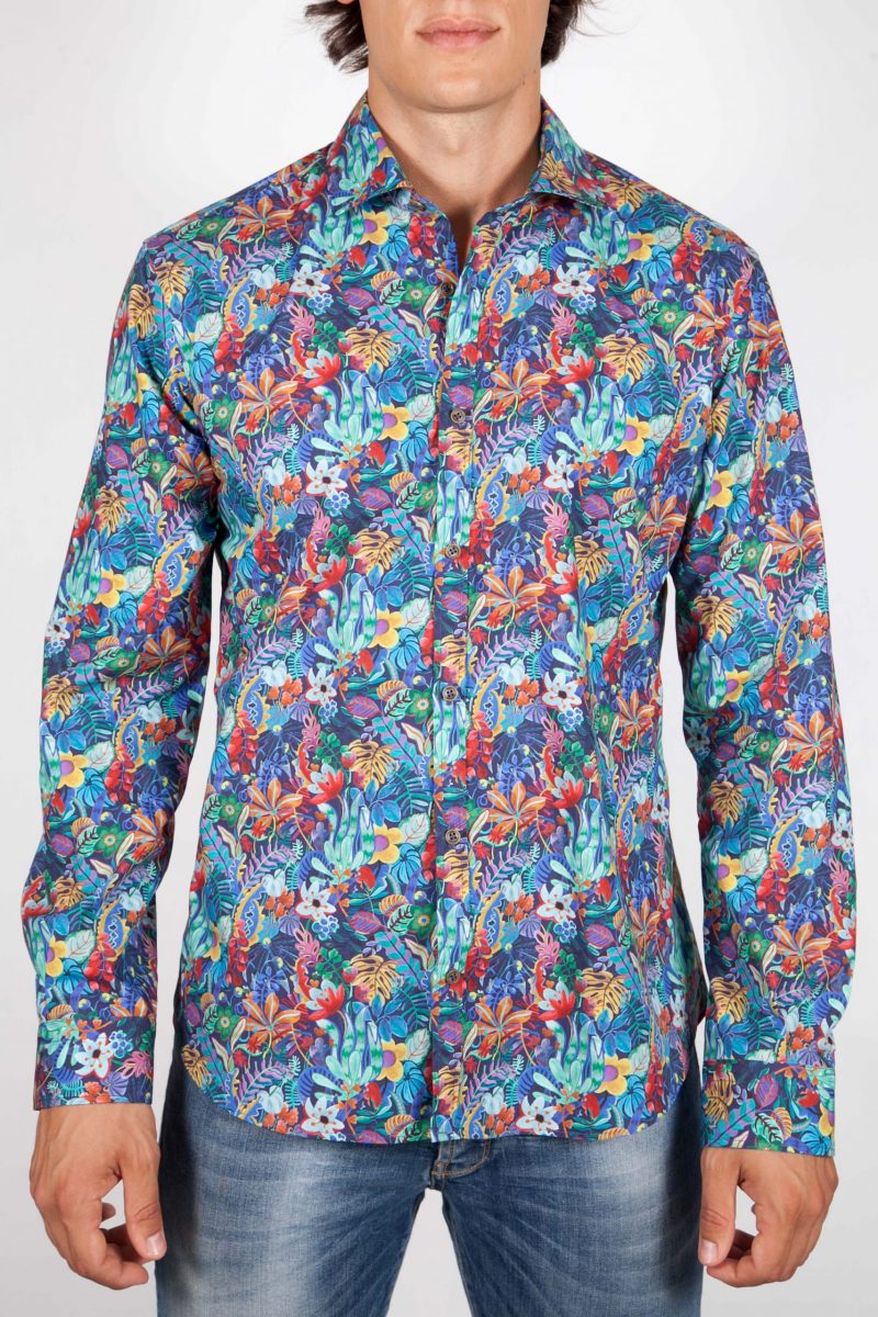 Patterned Shirt Italian Collar