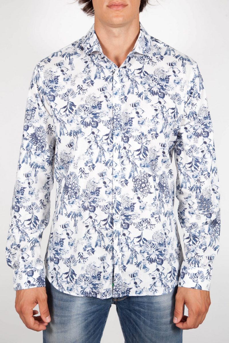 Patterned Shirt French Collar