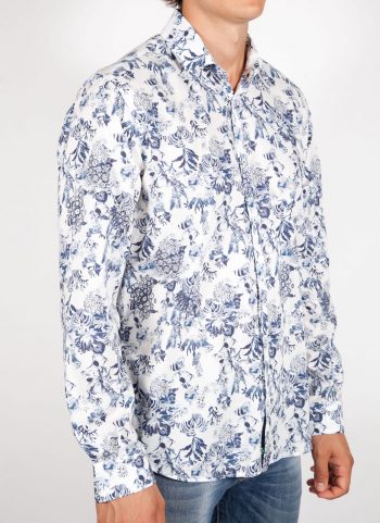 Patterned Shirt French Collar