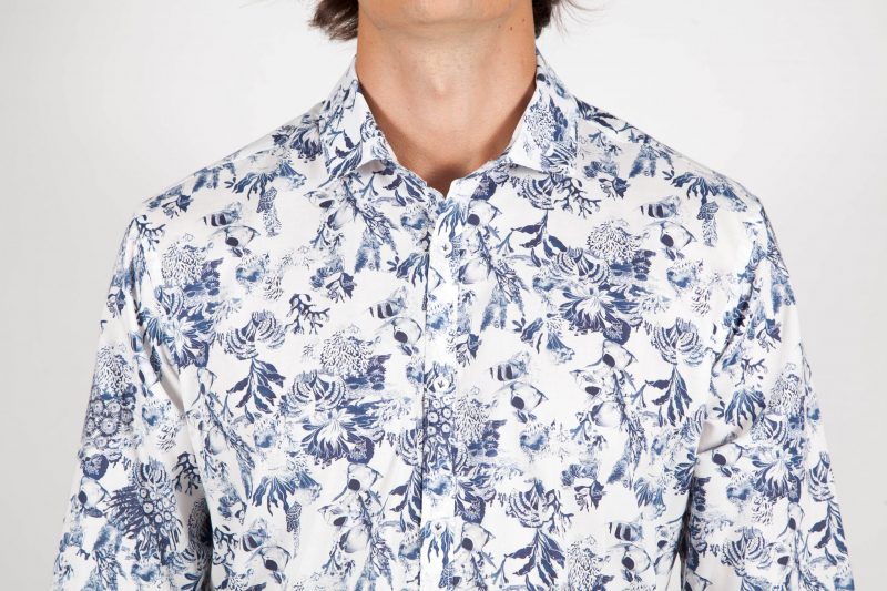 Patterned Shirt French Collar