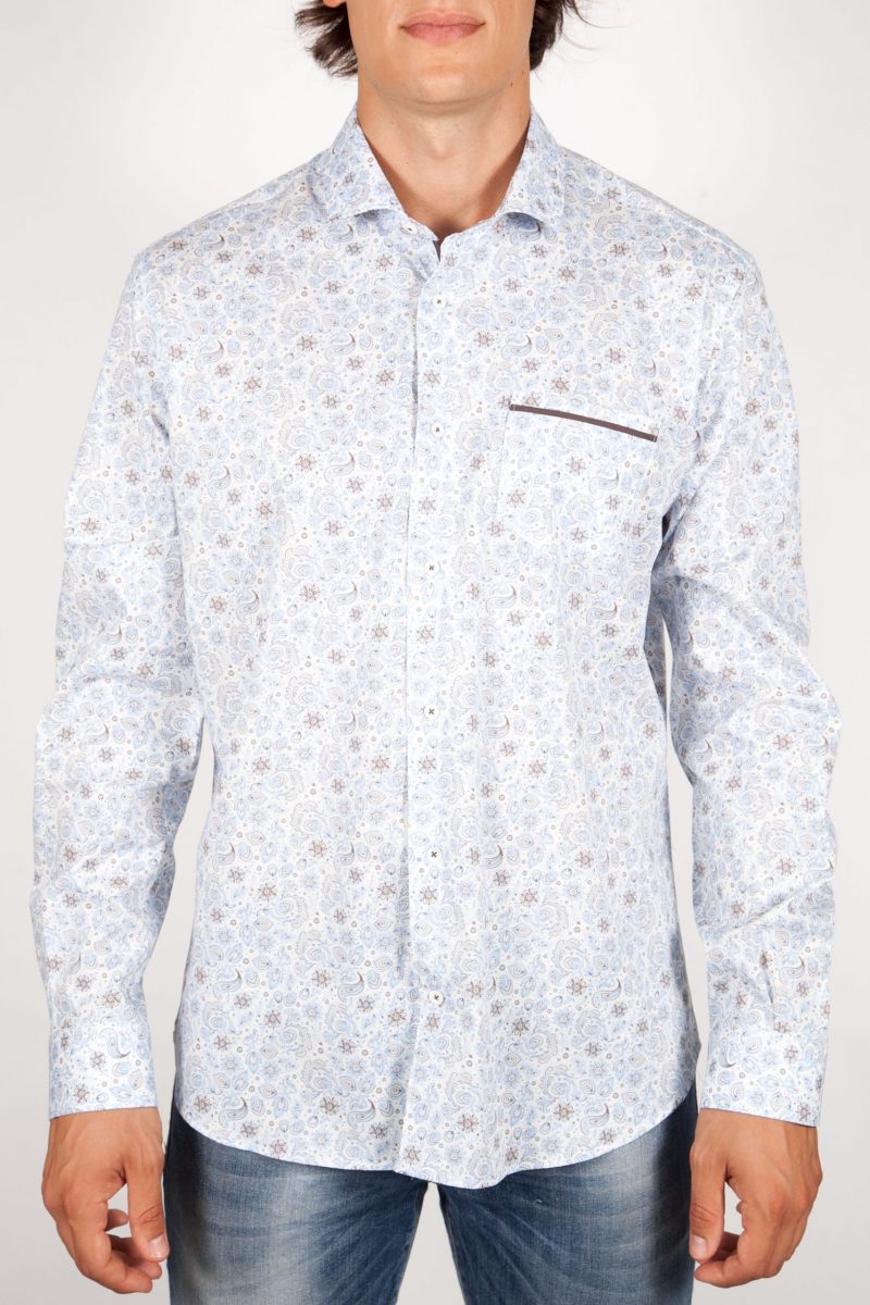 Patterned Shirt French Collar