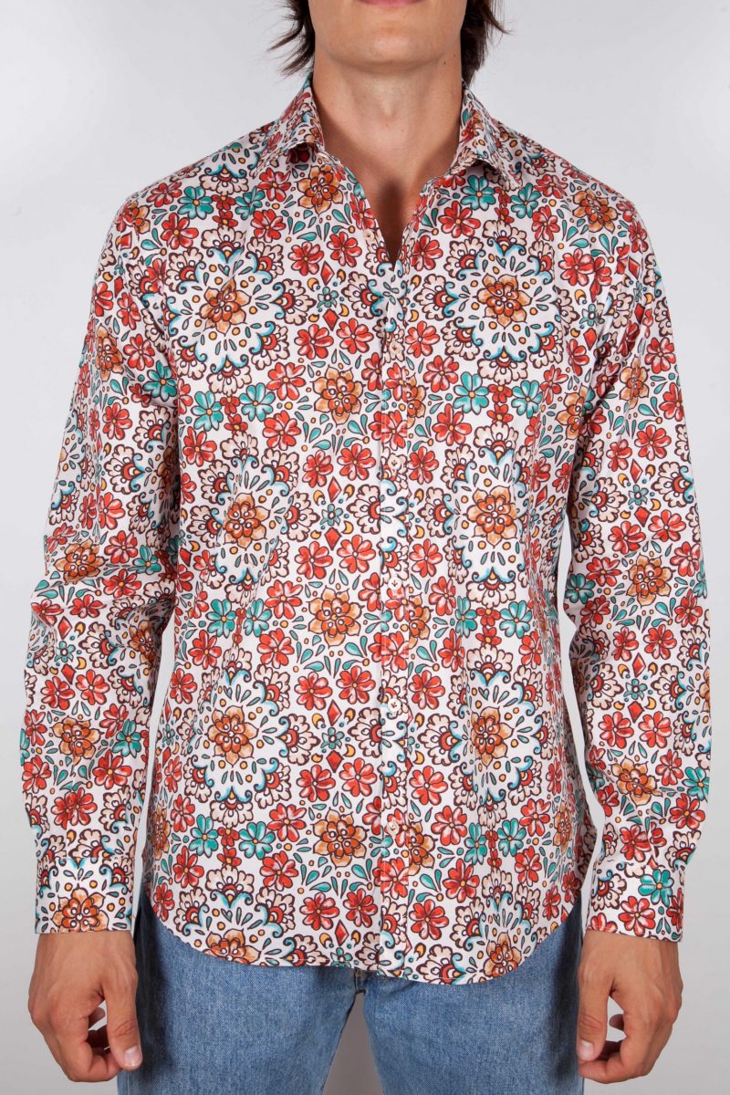 Patterned Shirt Italian Collar