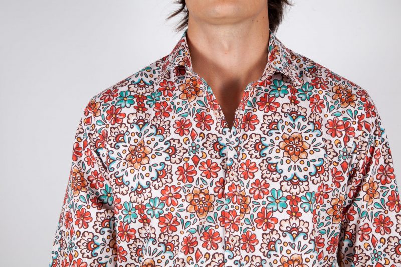 Patterned Shirt Italian Collar