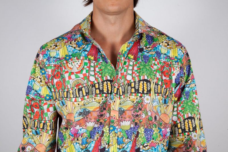 Patterned Shirt Italian Collar