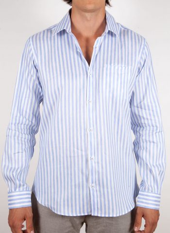 Linen/Cotton Patterned Shirt with Italian Collar