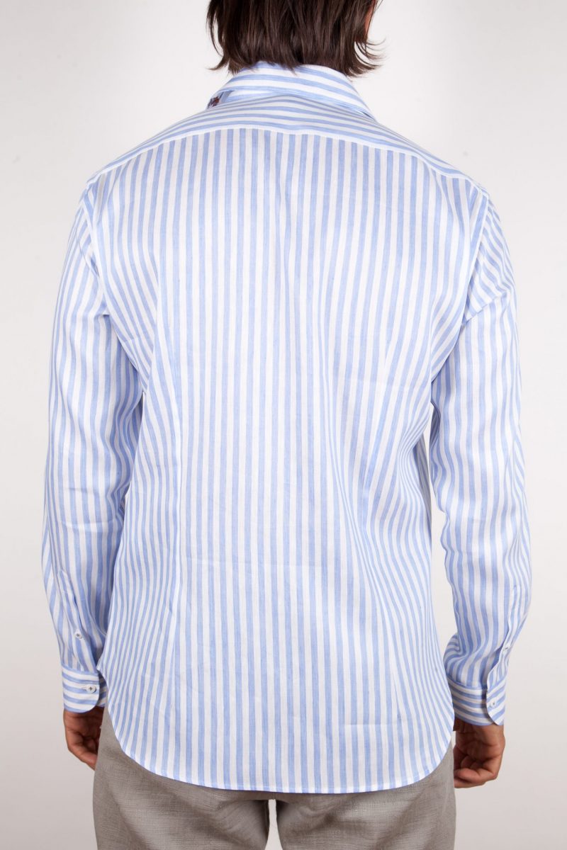 Linen/Cotton Patterned Shirt with Italian Collar