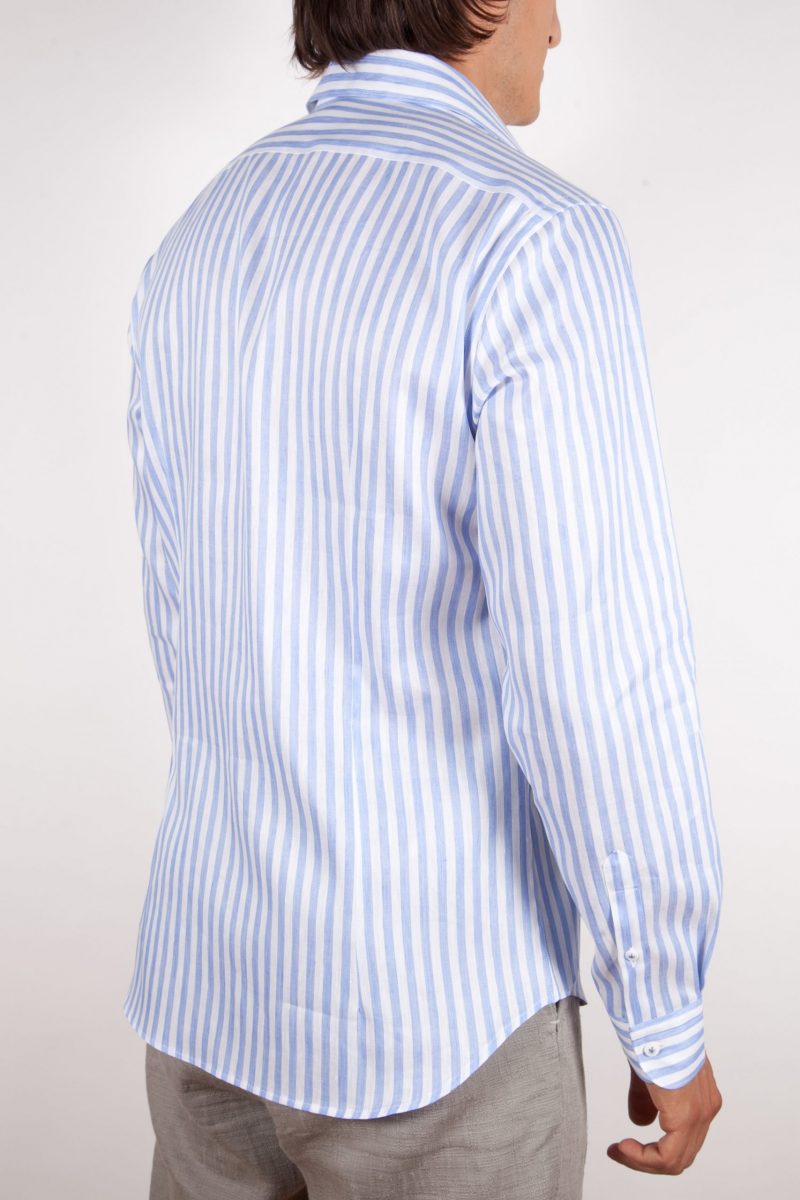 Linen/Cotton Patterned Shirt with Italian Collar