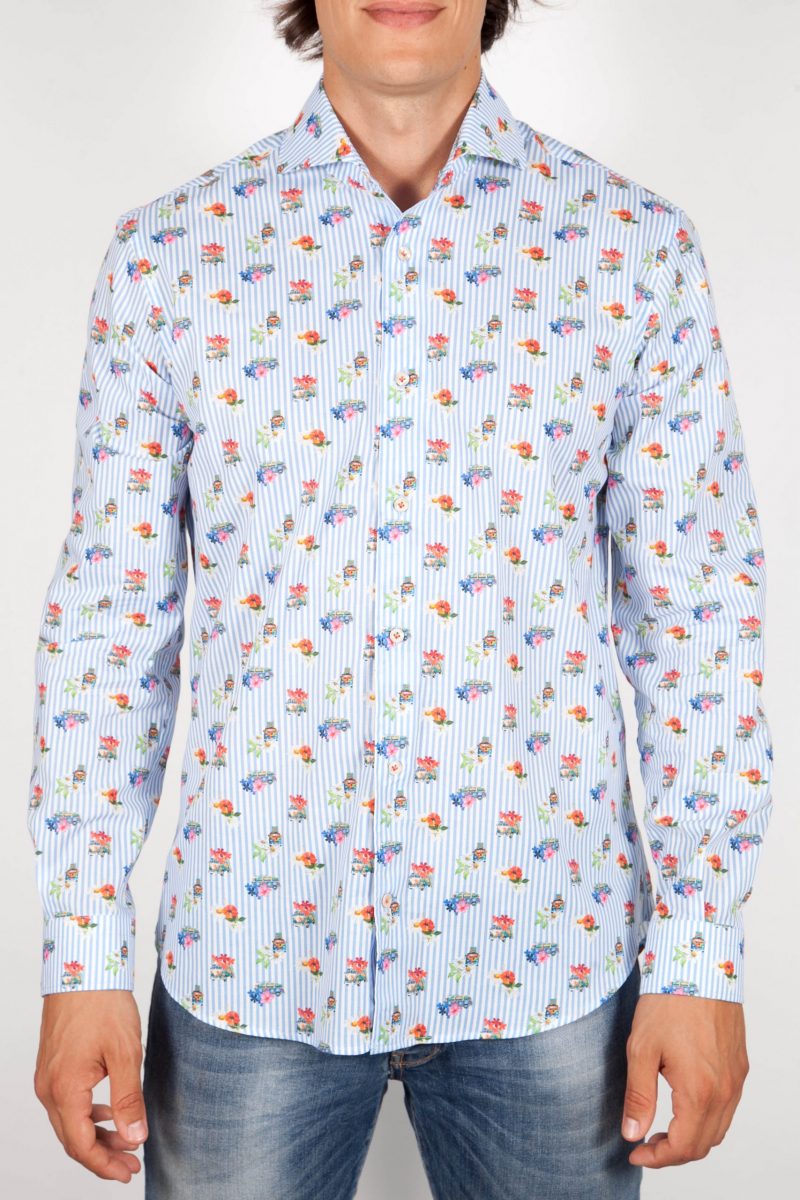 Patterned Shirt Italian Collar