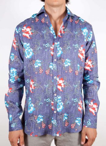 Patterned Linen Shirt French Collar (Copia)