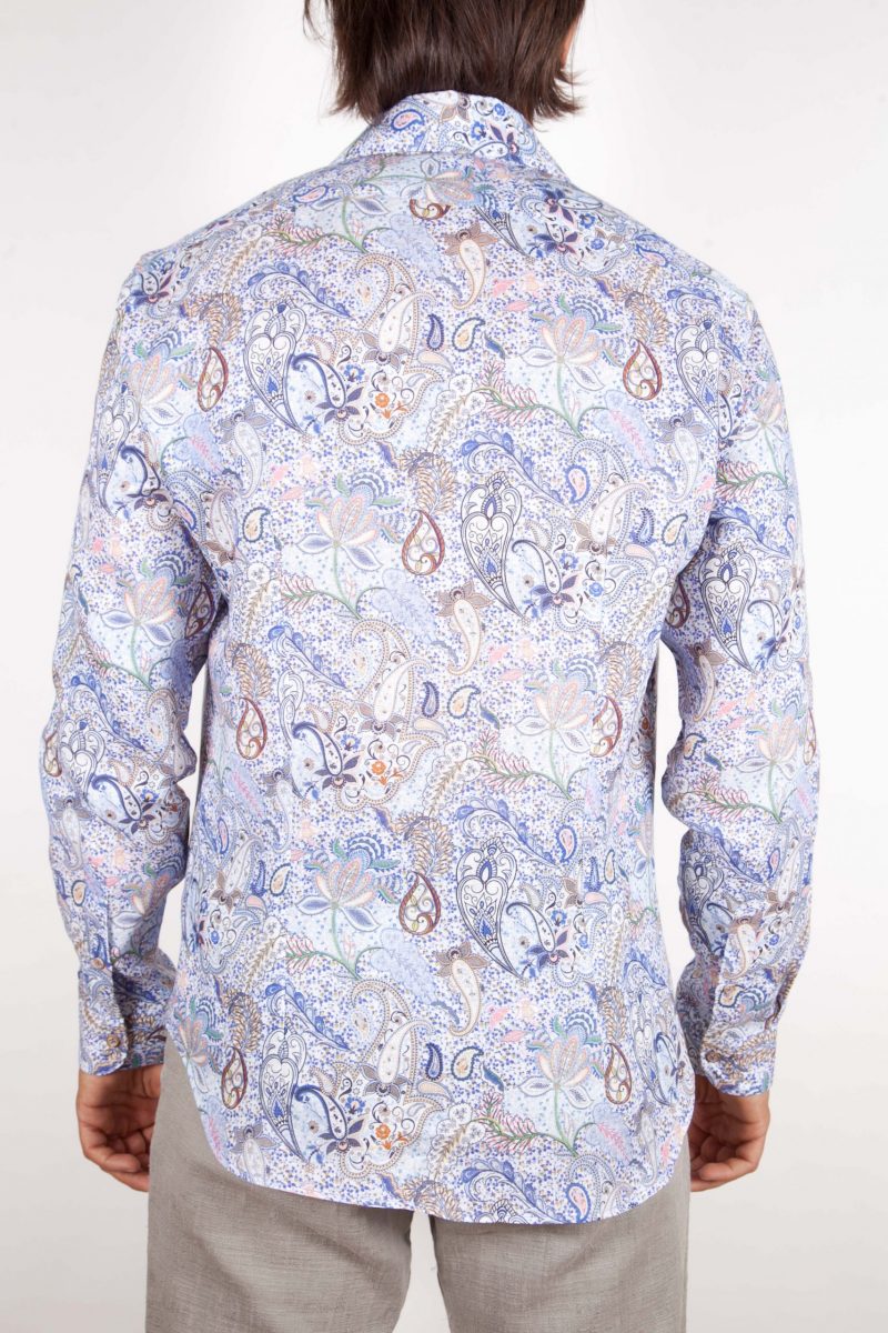 Patterned Linen Shirt French Collar
