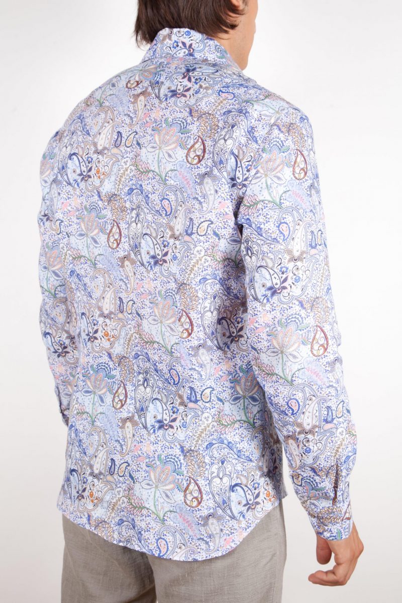 Patterned Linen Shirt French Collar