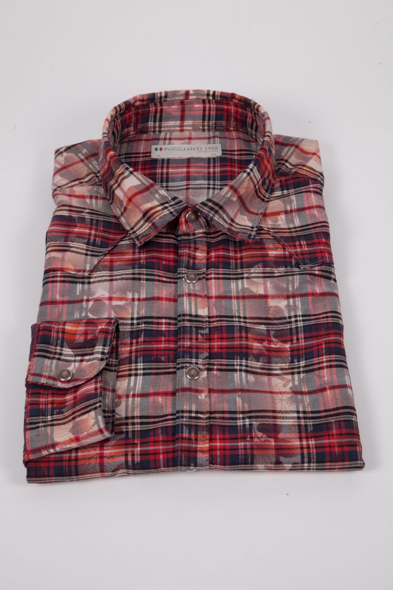 Camicia a quadri con stampa PRUNO-66-571-01