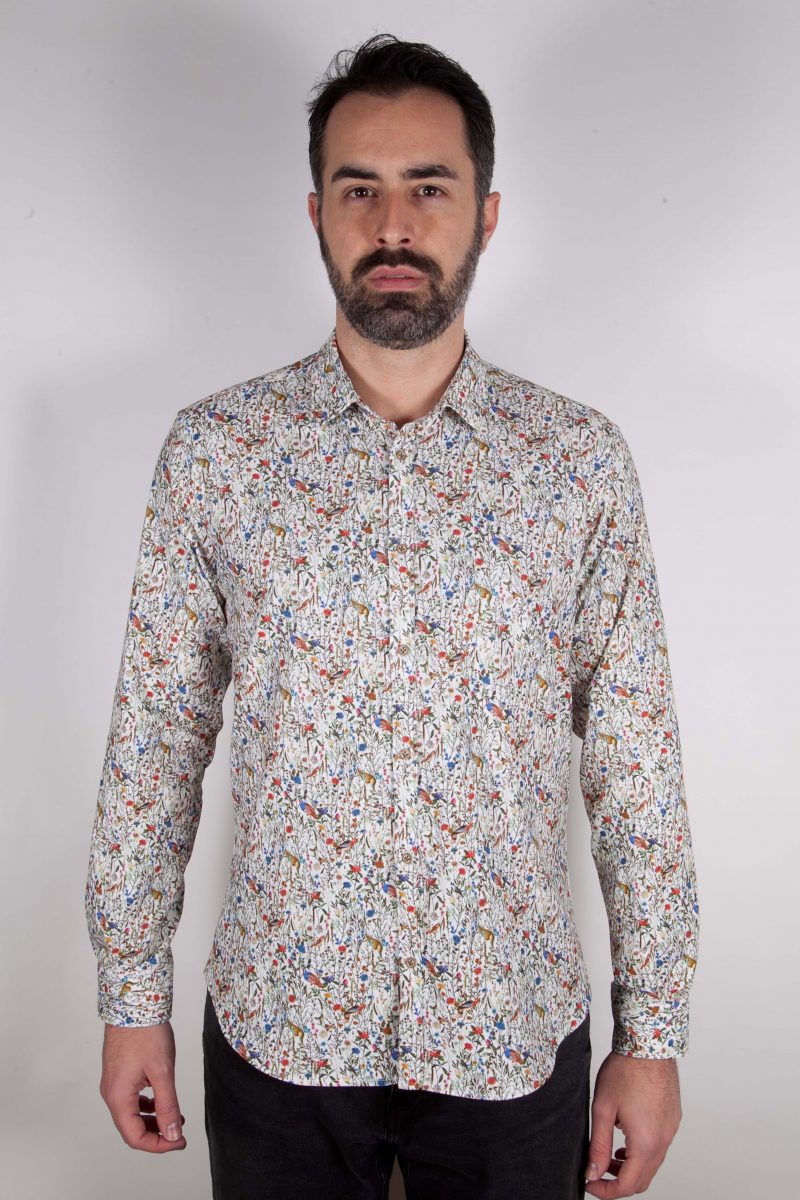 Camicia  in velluto con stampa floreale PISA-66-592-01