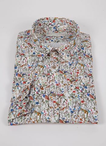 Camicia  in velluto con stampa floreale PISA-66-592-01