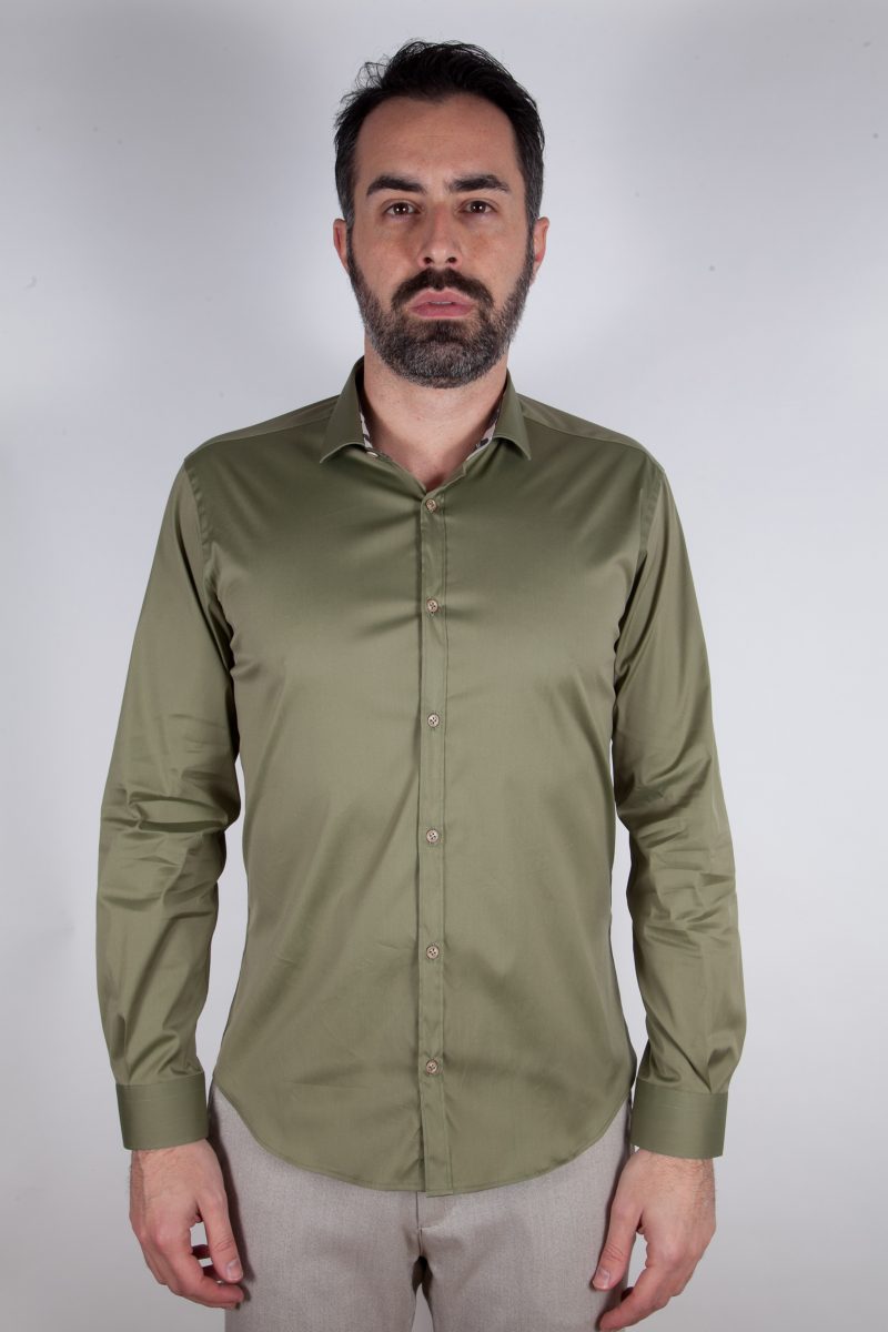 Stretch shirt with french collar in plain color PRACCHIA-62M-500-03