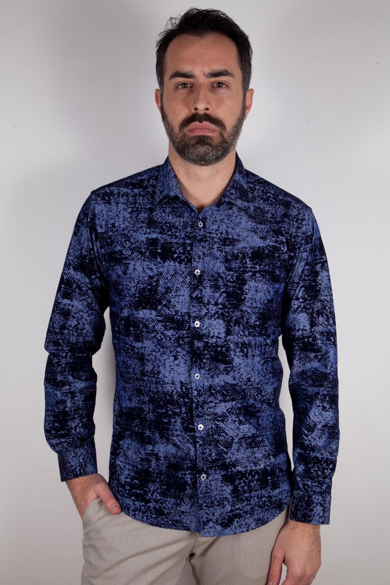 Camicia  in denim con floccato PISA-66-602-01