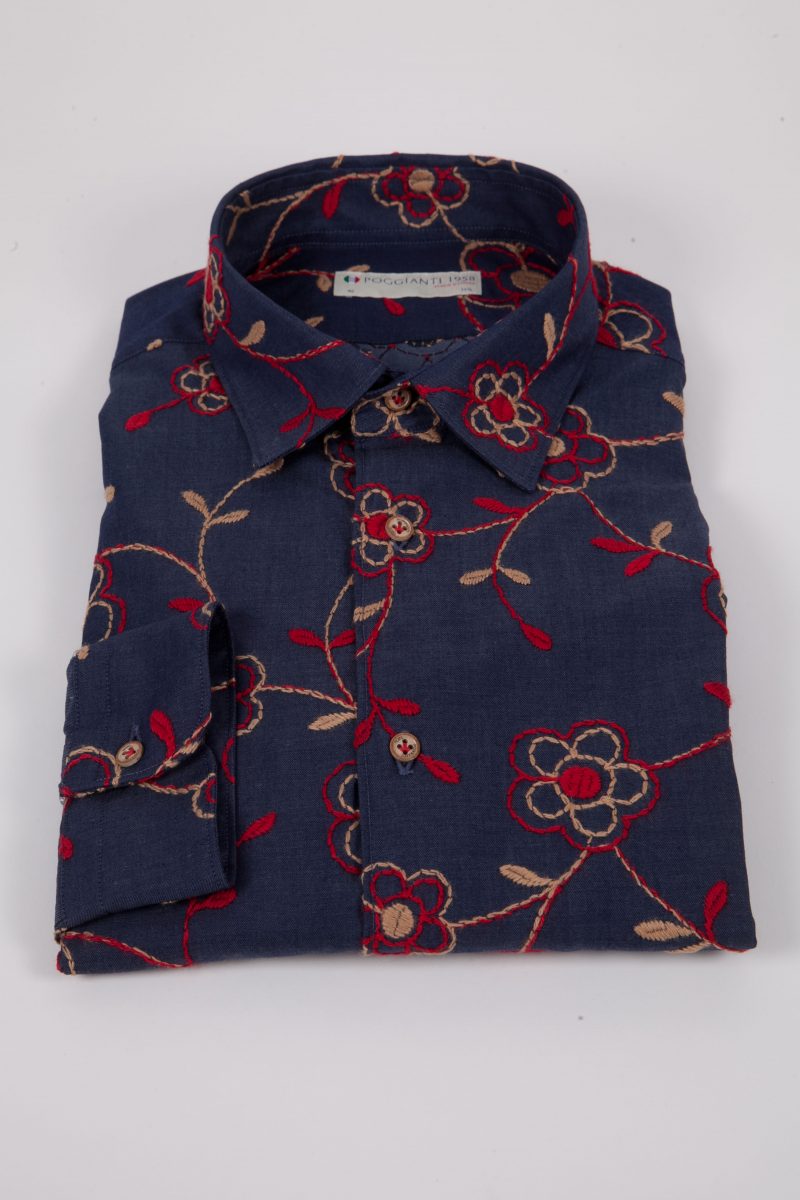 Shirt in Denim with big embroidery FIRENZE-UBBF-605